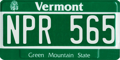 VT license plate NPR565