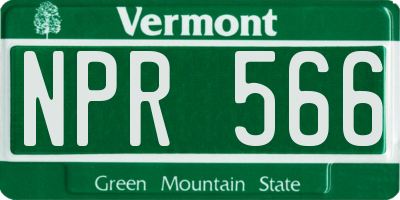 VT license plate NPR566