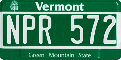 VT license plate NPR572