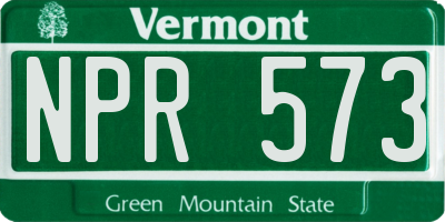 VT license plate NPR573