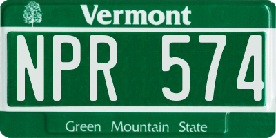 VT license plate NPR574