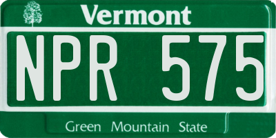 VT license plate NPR575