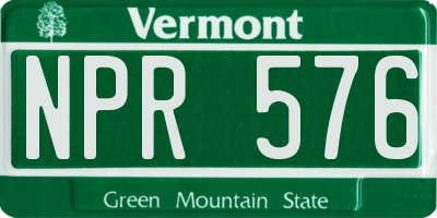 VT license plate NPR576