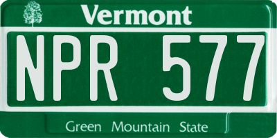 VT license plate NPR577