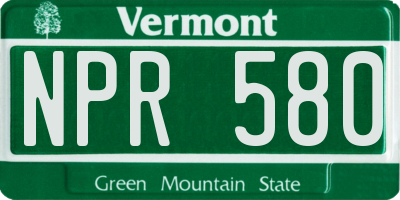VT license plate NPR580
