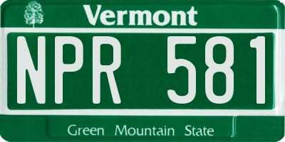 VT license plate NPR581