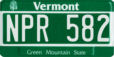 VT license plate NPR582