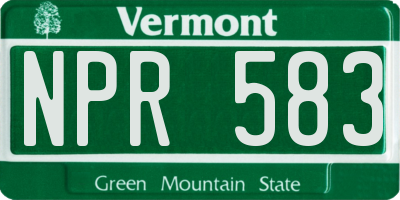 VT license plate NPR583