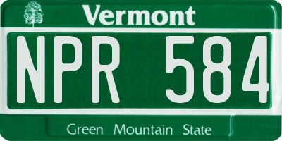 VT license plate NPR584