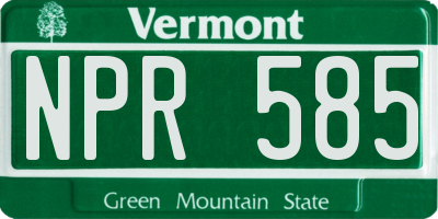 VT license plate NPR585