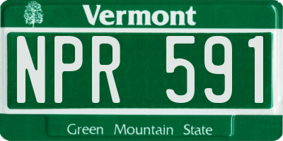 VT license plate NPR591