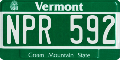 VT license plate NPR592