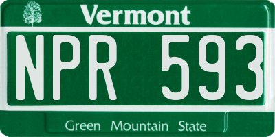 VT license plate NPR593