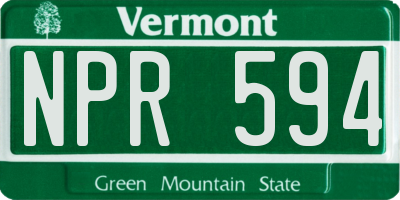 VT license plate NPR594