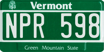 VT license plate NPR598