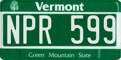 VT license plate NPR599