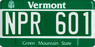 VT license plate NPR601