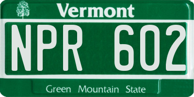 VT license plate NPR602