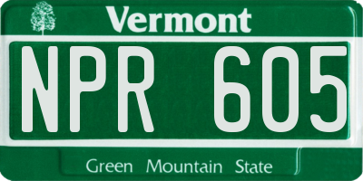 VT license plate NPR605
