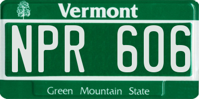 VT license plate NPR606