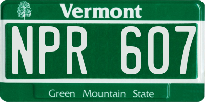 VT license plate NPR607