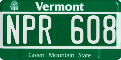 VT license plate NPR608