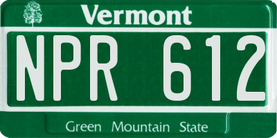 VT license plate NPR612