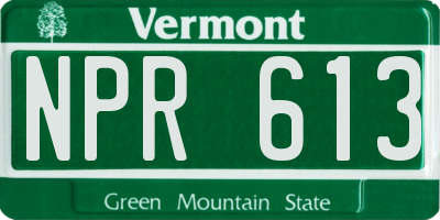 VT license plate NPR613