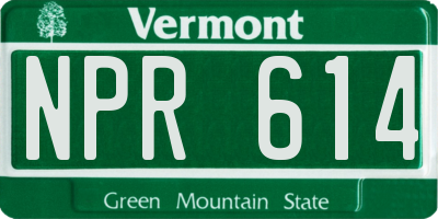 VT license plate NPR614