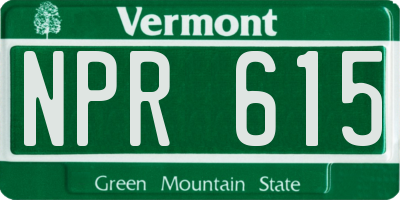 VT license plate NPR615