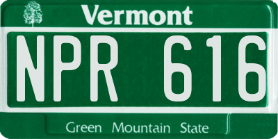 VT license plate NPR616