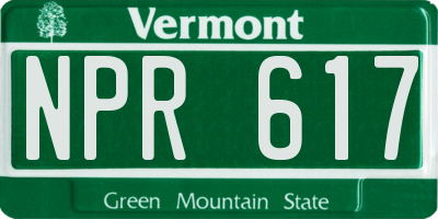 VT license plate NPR617