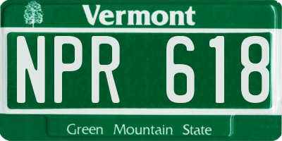 VT license plate NPR618