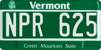 VT license plate NPR625