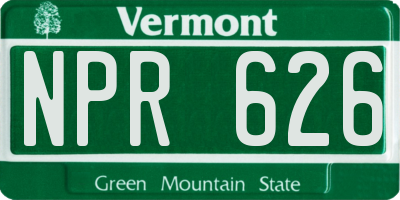 VT license plate NPR626