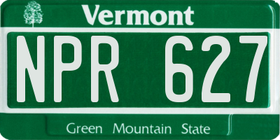 VT license plate NPR627