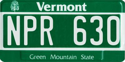 VT license plate NPR630
