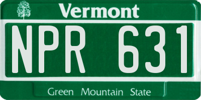 VT license plate NPR631