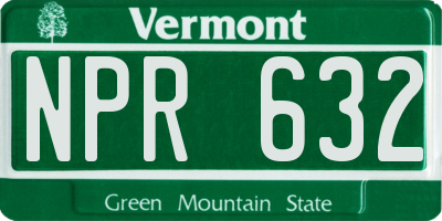 VT license plate NPR632