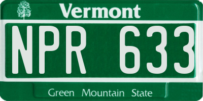 VT license plate NPR633