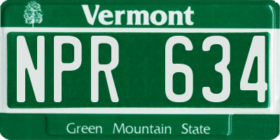 VT license plate NPR634