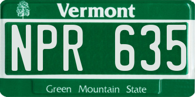 VT license plate NPR635