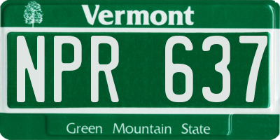 VT license plate NPR637