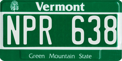 VT license plate NPR638