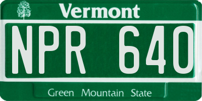 VT license plate NPR640