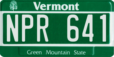VT license plate NPR641