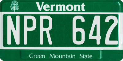 VT license plate NPR642