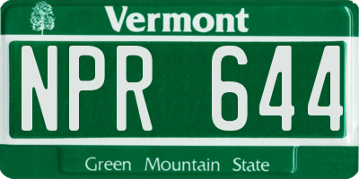 VT license plate NPR644