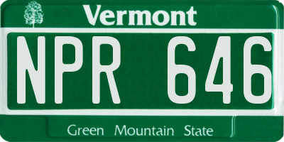 VT license plate NPR646