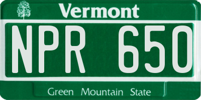 VT license plate NPR650